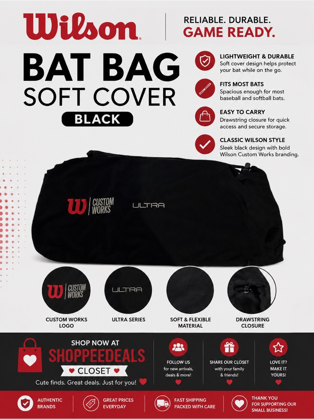Wilson Bat Bag, Soft Cover, Black